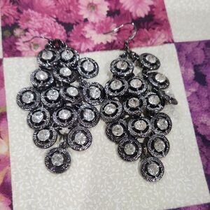 Elegant Silver and Black Dangle Earrings
